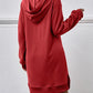 Slit Long Sleeve Hooded Dress with Pocket (MWBT) T - Deals DejaVu