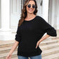 Round Neck Ribbed Trim Sweater - Deals DejaVu