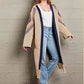 Double Take Geometric Fringe Hem Open Front Duster Cardigan