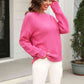 Round Neck Ribbed Long Sleeve Sweater