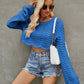 Round Neck Long Sleeve Cropped Sweater - Deals DejaVu