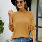 Mock Neck Dropped Shoulder Long Sleeve Sweater - Deals DejaVu