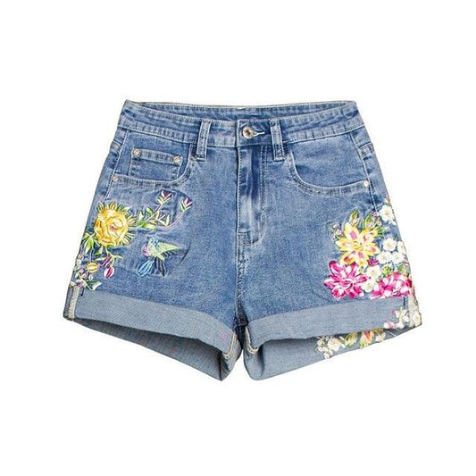Great Women's Fashion Embroidered Flower Jeans Short - Sexy Hot Shorts (TBL2)