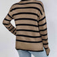 Striped Turtleneck Drop Shoulder Sweater