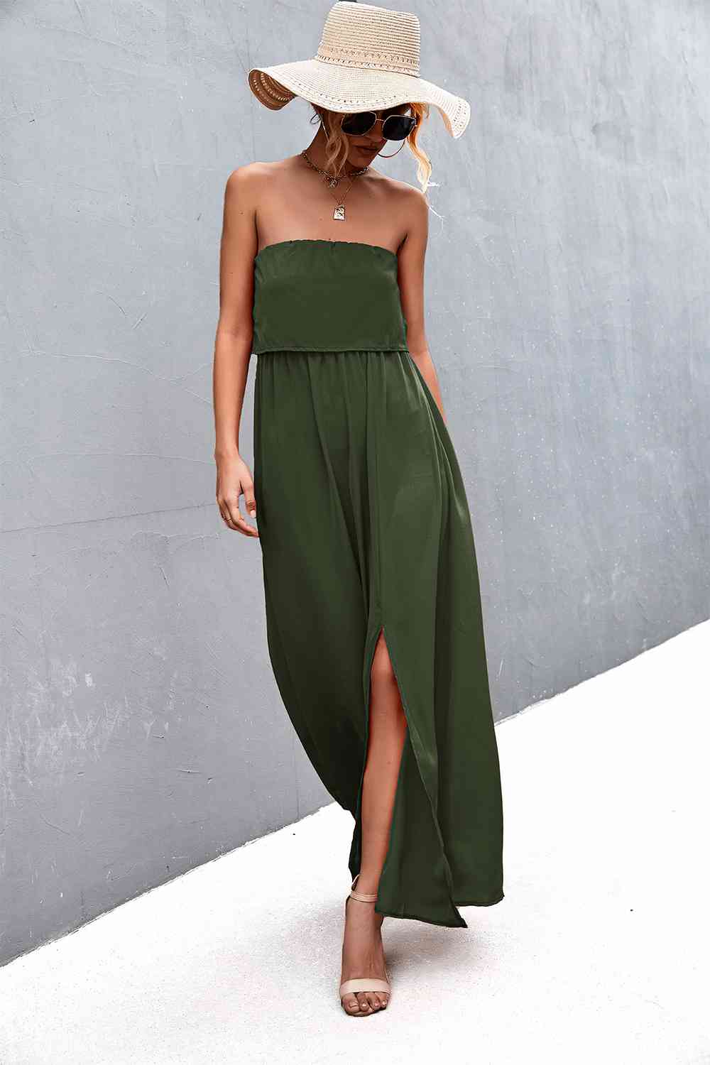 Strapless Split Maxi Dress (BWMT) T - Deals DejaVu