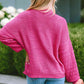 Round Neck Dropped Shoulder Waffle-Knit Sweater