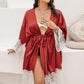 Plus Size Lace Patchwork Tie Front Robe