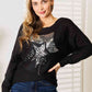 Double Take Sequin Graphic Dolman Sleeve Knit Top - Deals DejaVu