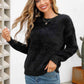 Dropped Shoulder Round Neck Fuzzy Sweater - Deals DejaVu