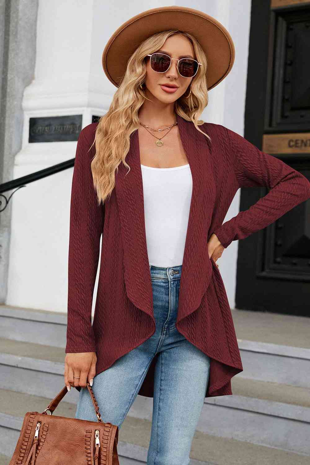 Open Front Long Sleeve Cardigan - Deals DejaVu