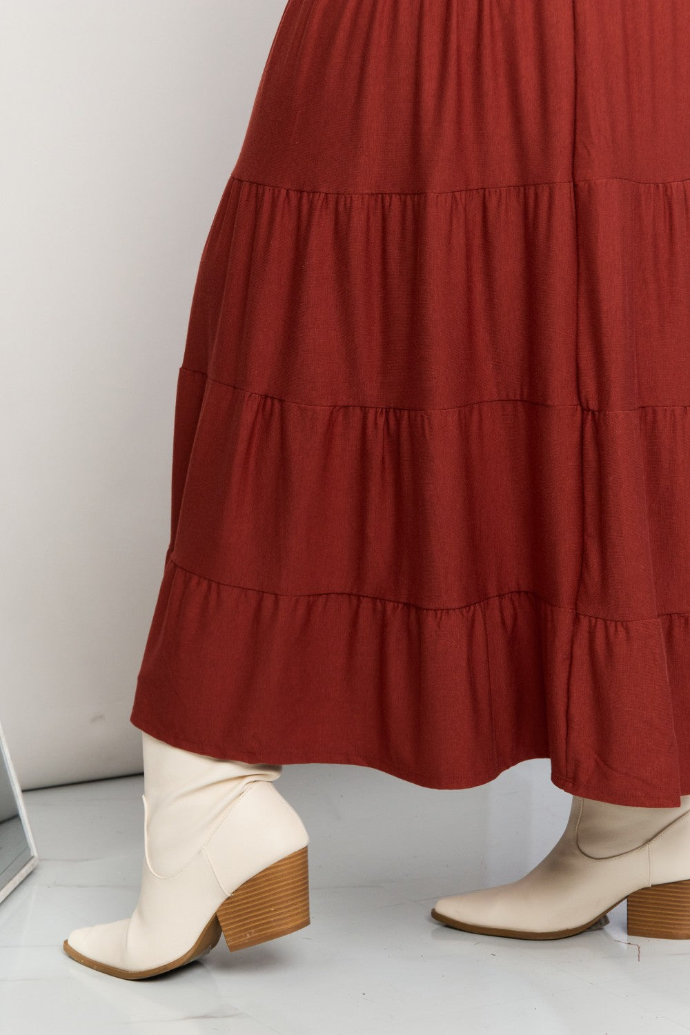 Zenana Full Size Wide Waistband Tiered Midi Skirt (TB7) T