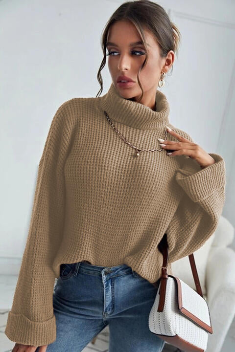 Turtleneck Long Sleeve Sweater - Deals DejaVu