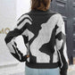 Two-Tone Johnny Collar Dropped Shoulder Pullover Sweater - Deals DejaVu