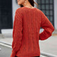 Cable-Knit Round Neck Long Sleeve Sweater - Deals DejaVu