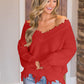 Frayed Hem Dropped Shoulder Sweater - Deals DejaVu