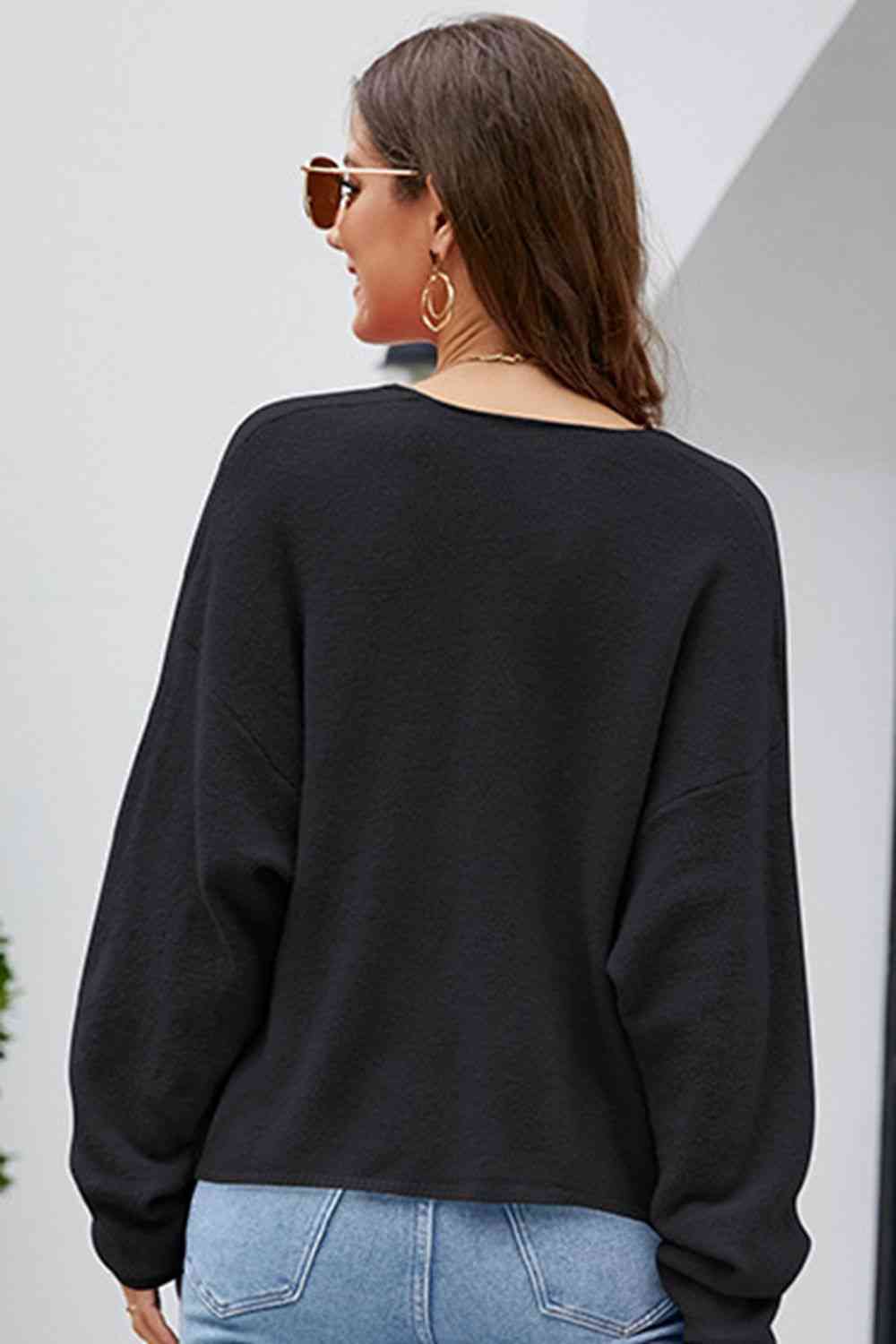 V-Neck Center Seam Sweater - Deals DejaVu