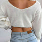 Twisted Front Long Sleeve Cropped Sweater