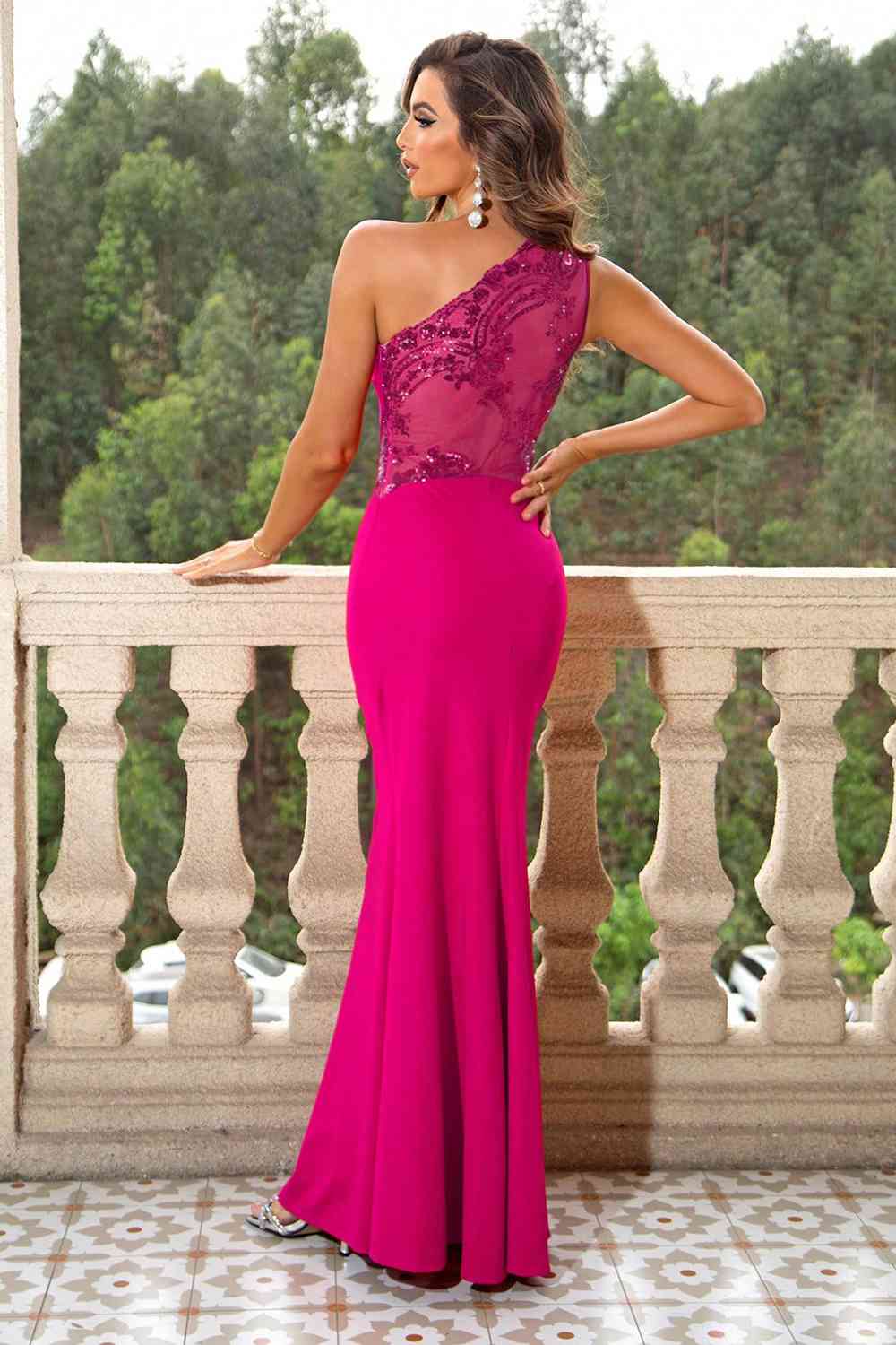 One-Shoulder Sleeveless Maxi Dress (BWM) T - Deals DejaVu