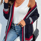 Open Front Striped Long Sleeve Cardigan - Deals DejaVu