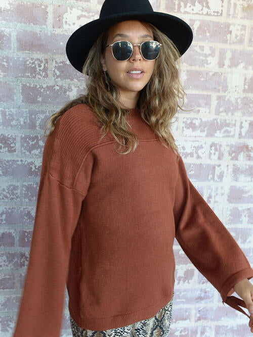 Round Neck Drop Shoulder Sweater