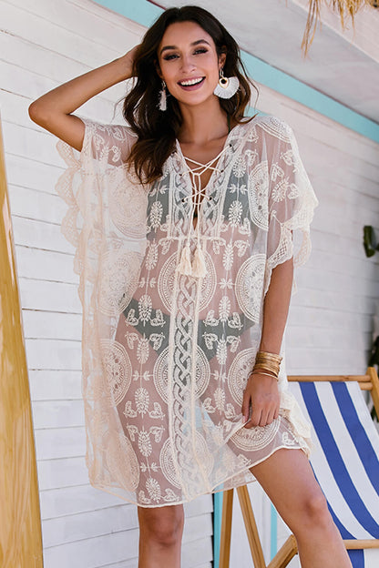 Lace-Up Sheer Cover Up (TB11D) T