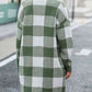 Plaid Dropped Shoulder Cardigan with Pocket - Deals DejaVu