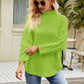 Slit Long Sleeve Mock Neck Sweater - Deals DejaVu