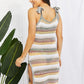 Striped Tie Shoulder Split Cover Up Dress (TB11D) T