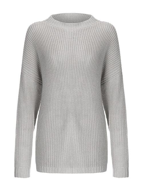 Round Neck Drop Shoulder Sweater - Deals DejaVu