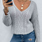 V-Neck Cable-Knit Long Sleeve Sweater - Deals DejaVu
