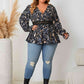 Plus Size Surplice Neck Flounce Sleeve Blouse