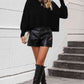 Round Neck Dropped Shoulder Pullover Sweater