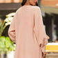 Double Take Drop Shoulder Ribbed Trim Open Front Cardigan