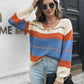 Striped V-Neck Drop Shoulder Sweater