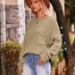 Waffle-Knit Long Sleeve Sweater