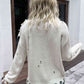 Distressed High Neck Cold-Shoulder Sweater - Deals DejaVu