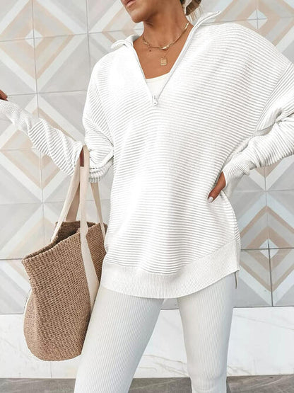 Half Zip Long Sleeve Knit Top - Deals DejaVu