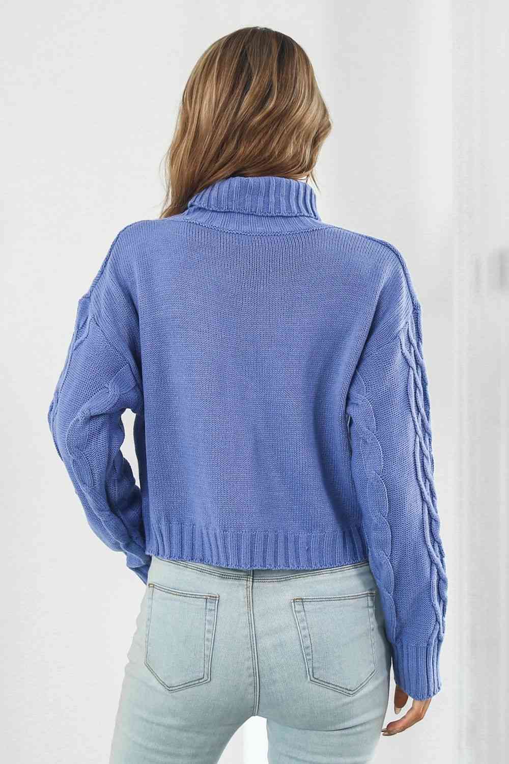 Turtleneck Dropped Shoulder Sweater - Deals DejaVu