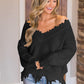 Frayed Hem Dropped Shoulder Sweater - Deals DejaVu