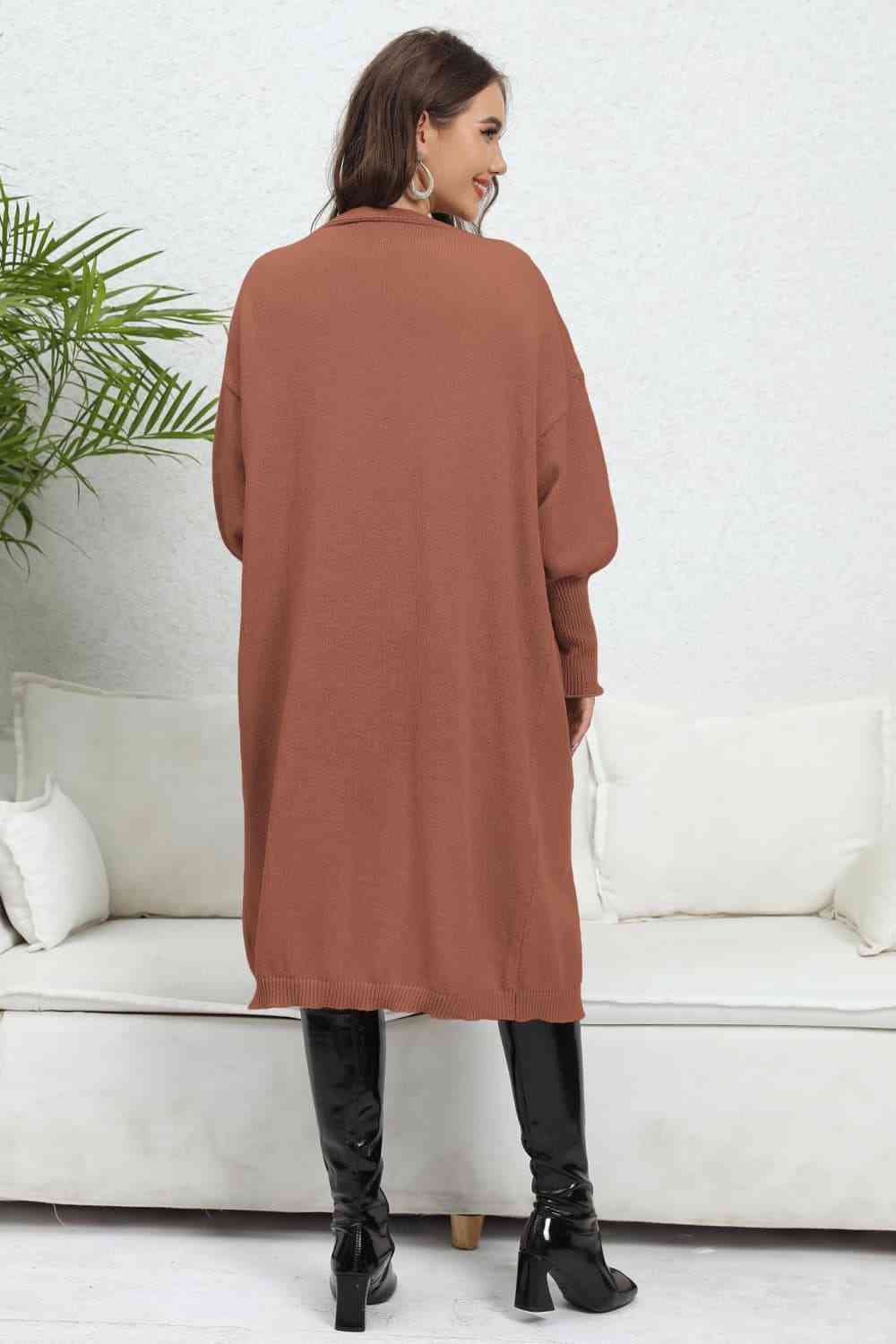 Open Front Dropped Shoulder Cardigan - Deals DejaVu