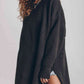 Openwork Round Neck Long Sleeve Slit Sweater