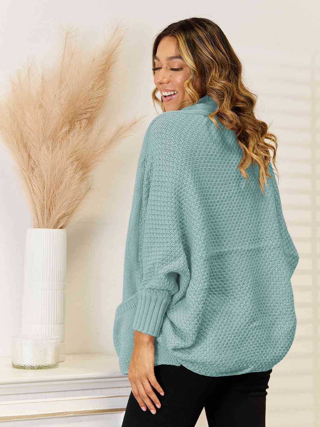 Open Front Cardigan with Pockets - Deals DejaVu