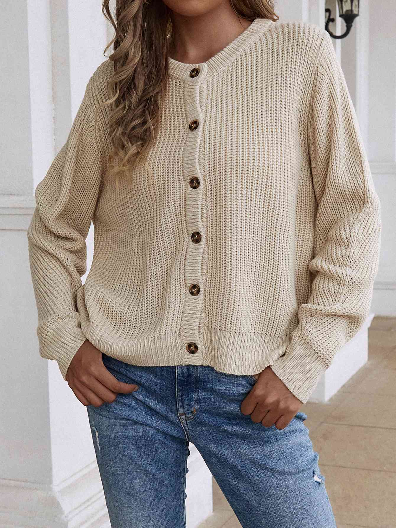 Double Take Button Down Rib-Knit Reversible Sweater - Deals DejaVu