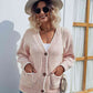 Button Down V-Neck Cardigan with Pockets