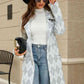 Double Take Printed Open Front Lapel Collar Cardigan with Pockets - Deals DejaVu