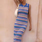Striped Round Neck Sleeveless Midi Cover Up Dress (TB11D) T