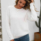 Dropped Shoulder Round Neck Fuzzy Sweater - Deals DejaVu