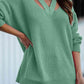 Full Size Cutout V-Neck Rib-Knit Sweater - Deals DejaVu