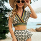 Printed Flutter Sleeve Ruffled Two-Piece Swimsuit (TB13D) T