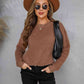 Dropped Shoulder Round Neck Fuzzy Sweater - Deals DejaVu
